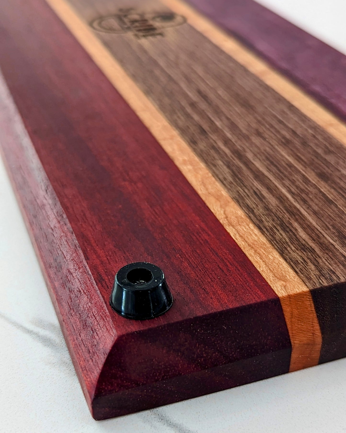 Charcuterie Board - Linear Stripe, 11.5" - Black Walnut, Purple Hear, Blood Wood, Maple