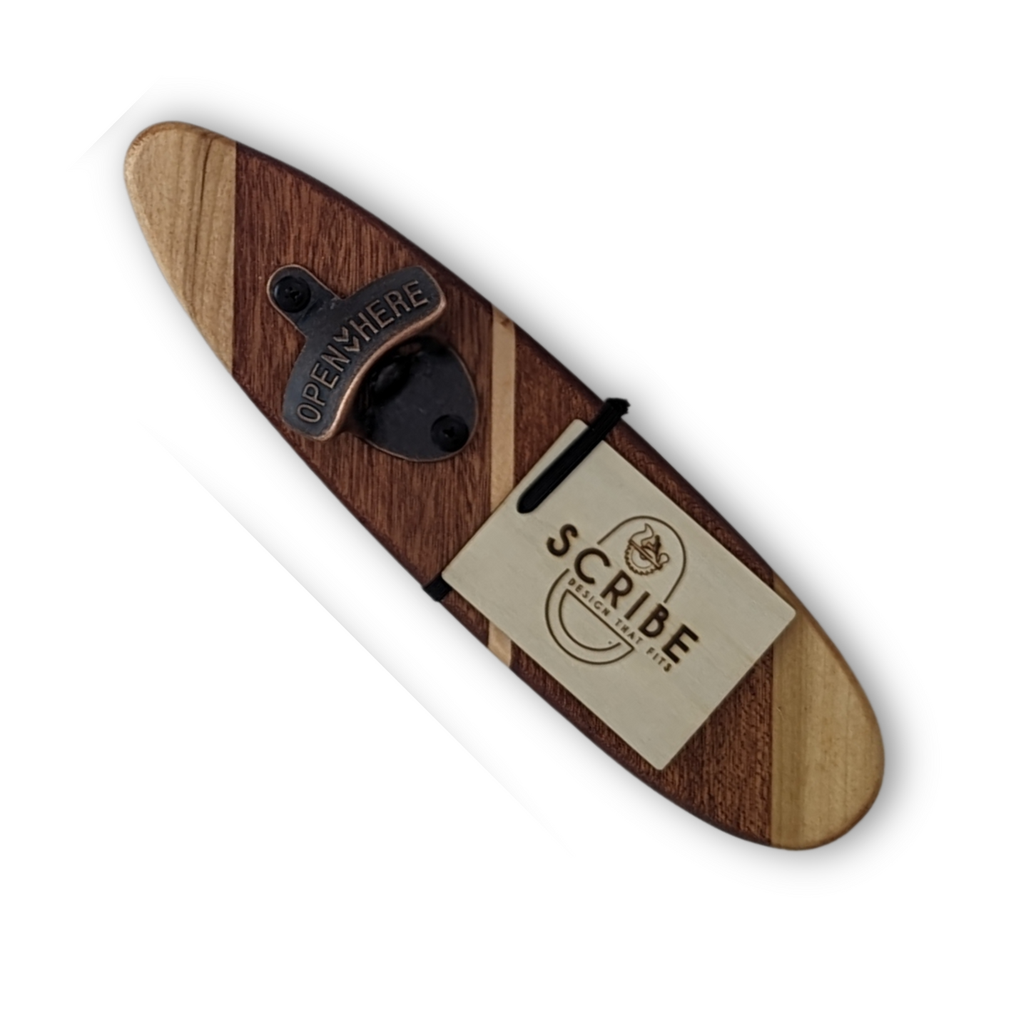 Bottle Opener, Wall Mount, 12" - Poplar, Mahogany, Maple