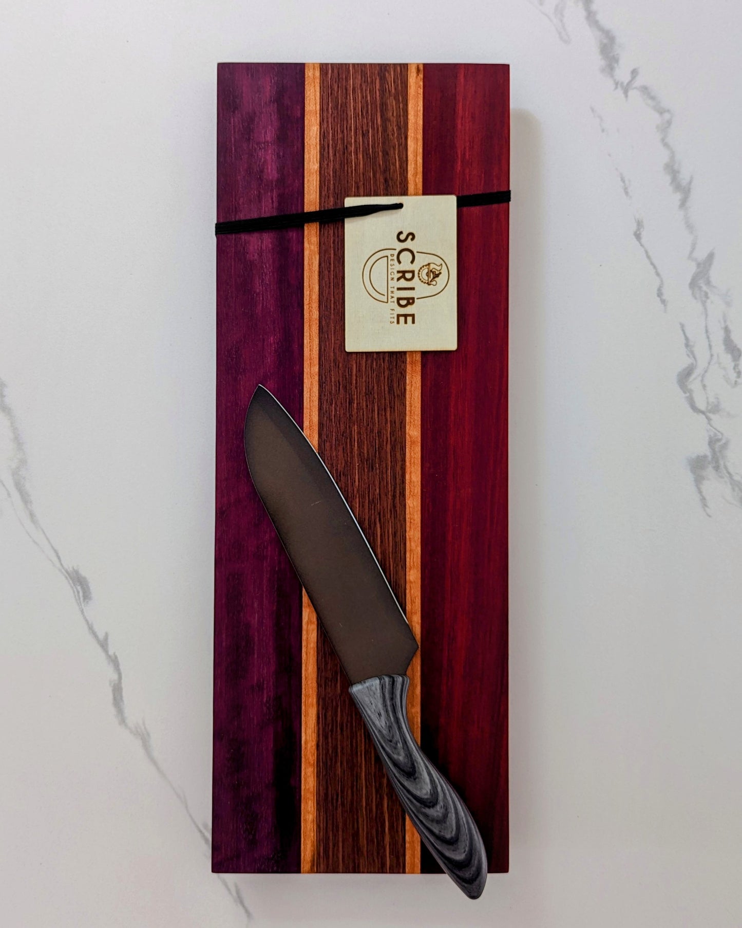 Charcuterie Board - Linear Stripe, 11.5" - Black Walnut, Purple Hear, Blood Wood, Maple