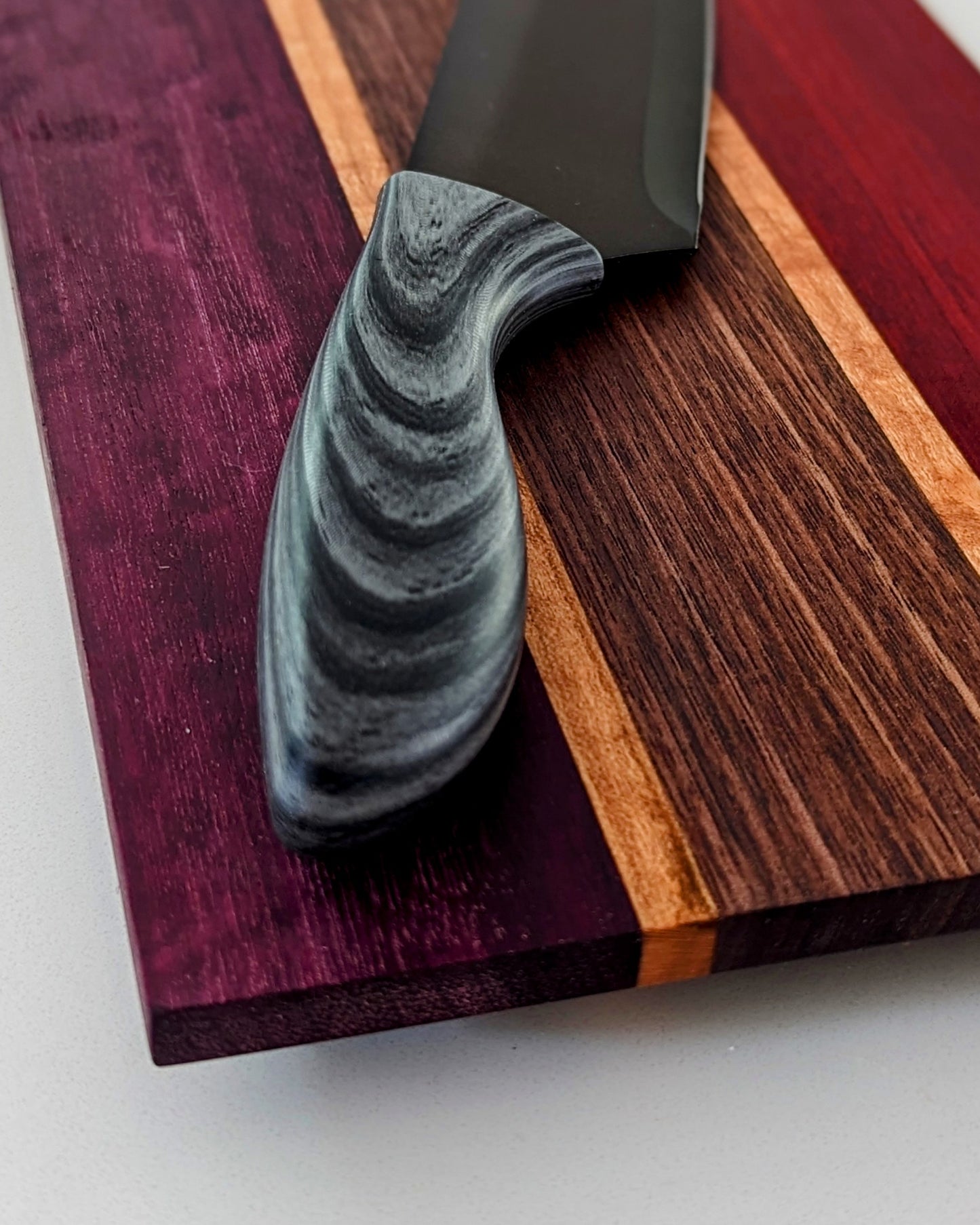 Charcuterie Board - Linear Stripe, 11.5" - Black Walnut, Purple Hear, Blood Wood, Maple