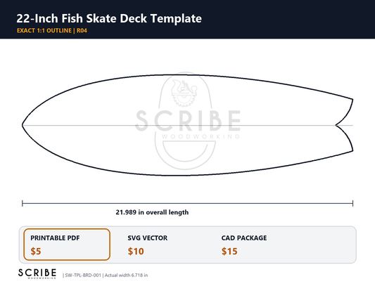 22-Inch Fish Skate Deck Template