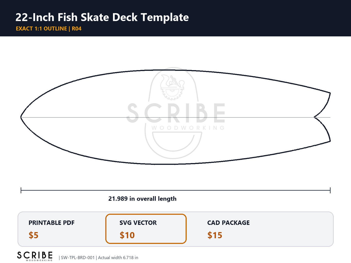 22-Inch Fish Skate Deck Template