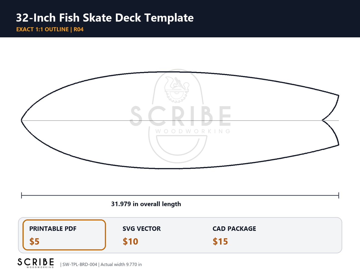 Fish Skate Deck Template