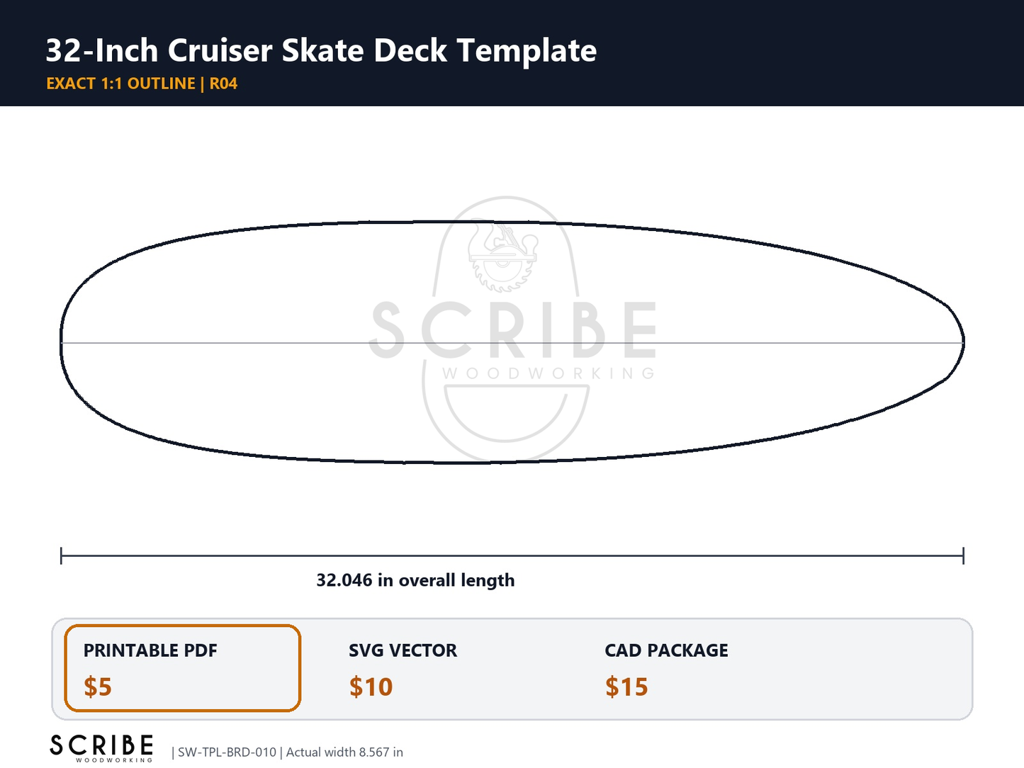 Cruiser Skate Deck Template