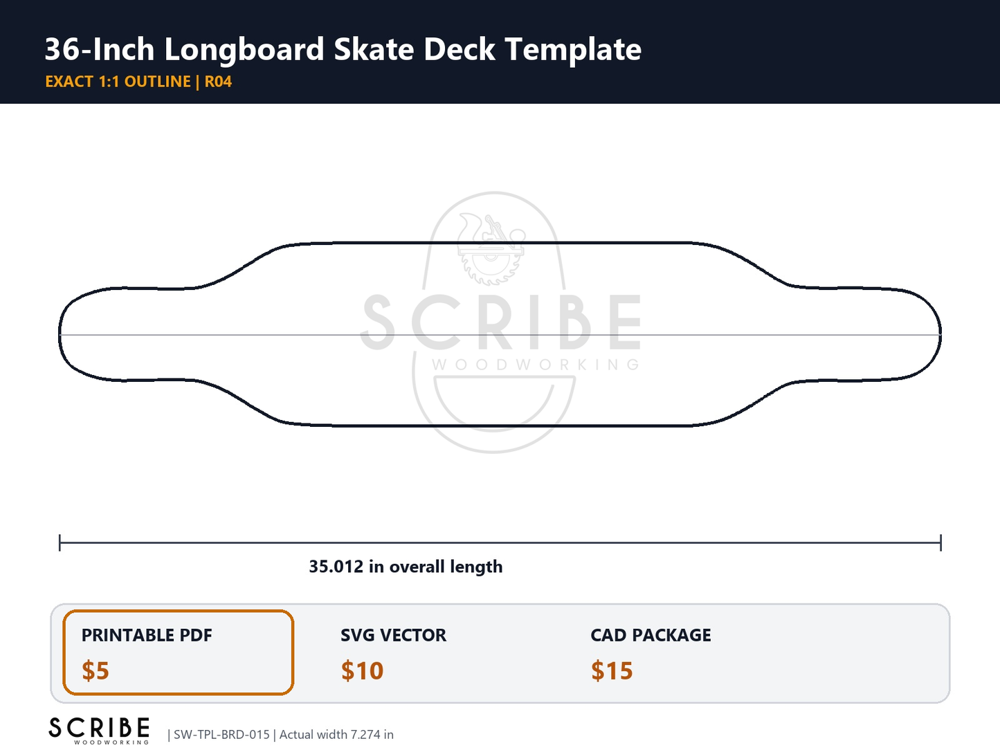 Longboard Skate Deck Template