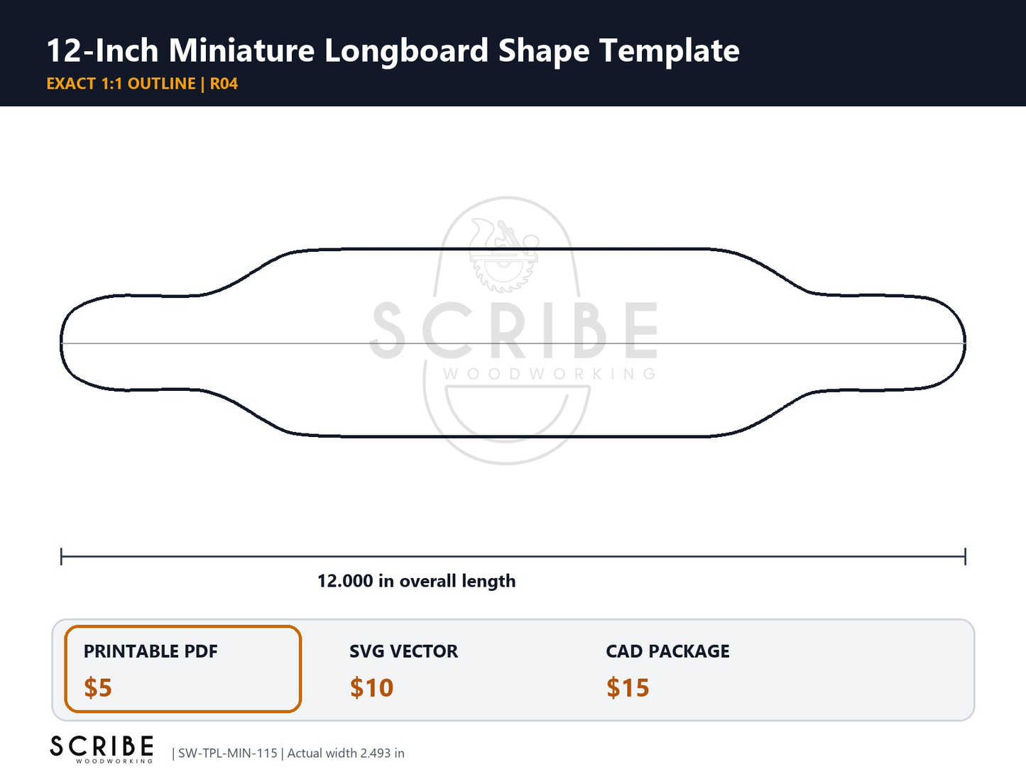 Miniature Skate Deck Templates