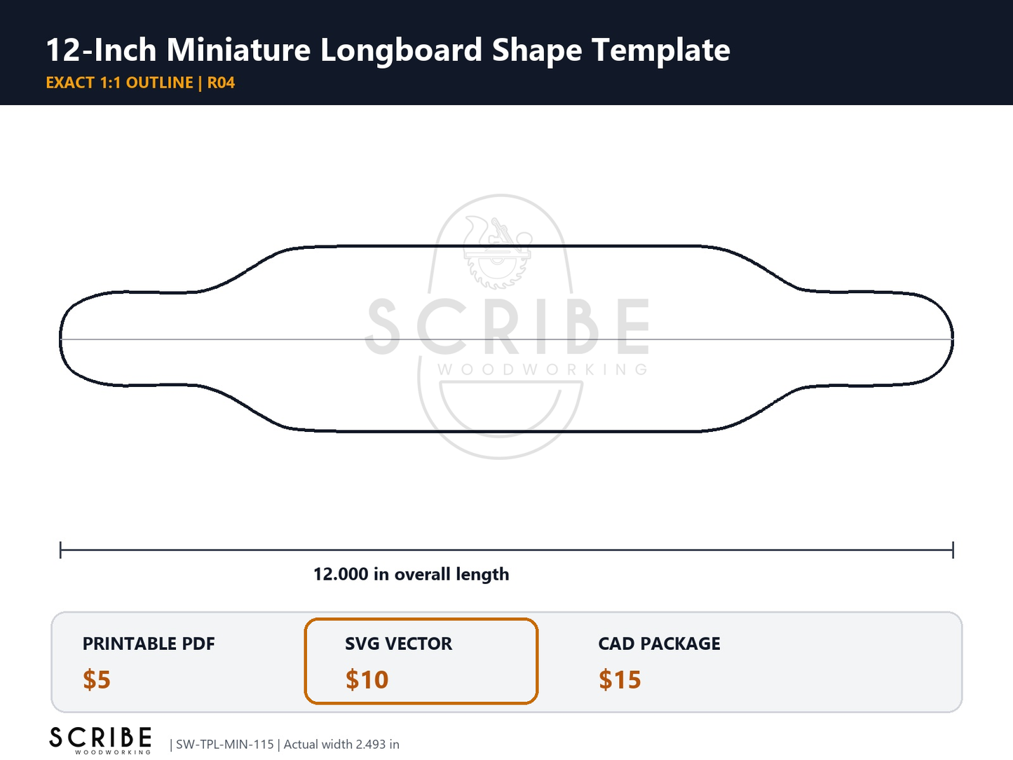 Miniature Skate Deck Templates
